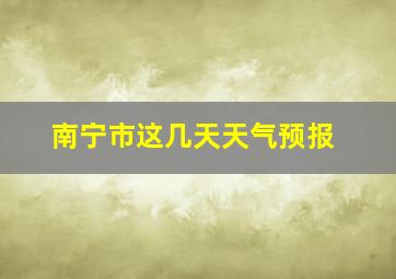 南宁市这几天天气预报