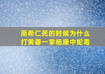 南希仁死的时候为什么打黄蓉一掌杨康中蛇毒