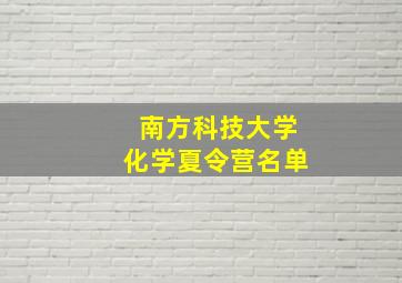 南方科技大学化学夏令营名单