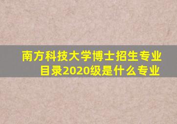 南方科技大学博士招生专业目录2020级是什么专业