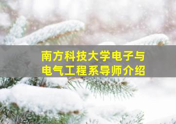 南方科技大学电子与电气工程系导师介绍