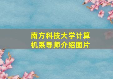 南方科技大学计算机系导师介绍图片