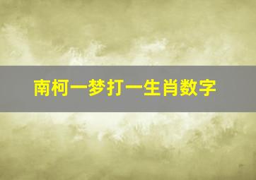 南柯一梦打一生肖数字