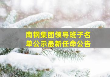 南钢集团领导班子名单公示最新任命公告