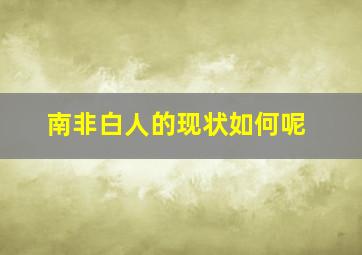 南非白人的现状如何呢