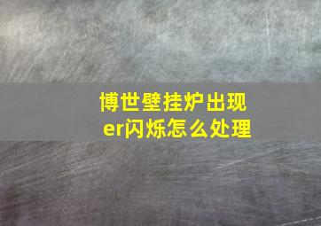 博世壁挂炉出现er闪烁怎么处理