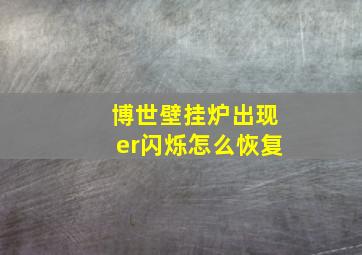 博世壁挂炉出现er闪烁怎么恢复