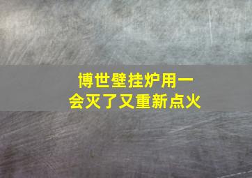 博世壁挂炉用一会灭了又重新点火