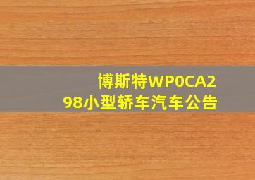 博斯特WP0CA298小型轿车汽车公告