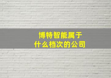 博特智能属于什么档次的公司