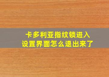 卡多利亚指纹锁进入设置界面怎么退出来了