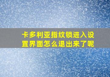 卡多利亚指纹锁进入设置界面怎么退出来了呢