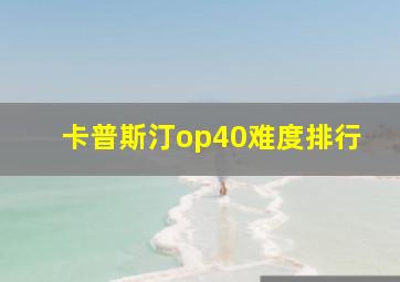 卡普斯汀op40难度排行