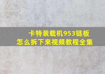 卡特装载机953链板怎么拆下来视频教程全集