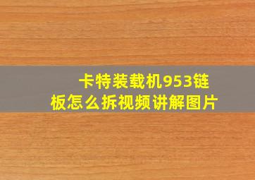 卡特装载机953链板怎么拆视频讲解图片