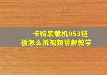 卡特装载机953链板怎么拆视频讲解教学