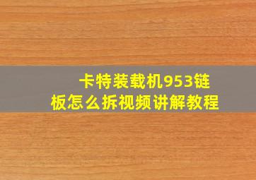 卡特装载机953链板怎么拆视频讲解教程