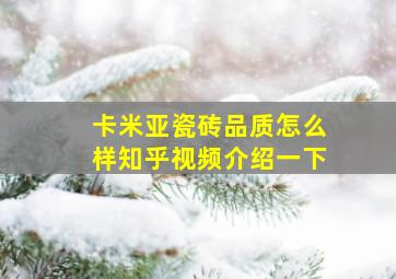 卡米亚瓷砖品质怎么样知乎视频介绍一下