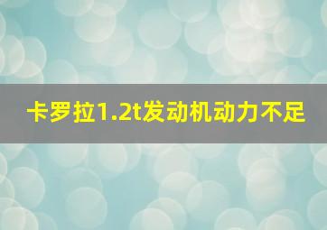 卡罗拉1.2t发动机动力不足