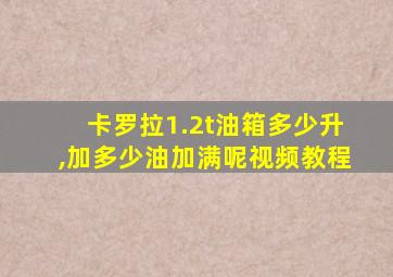 卡罗拉1.2t油箱多少升,加多少油加满呢视频教程