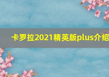 卡罗拉2021精英版plus介绍