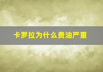 卡罗拉为什么费油严重