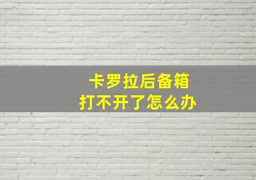 卡罗拉后备箱打不开了怎么办