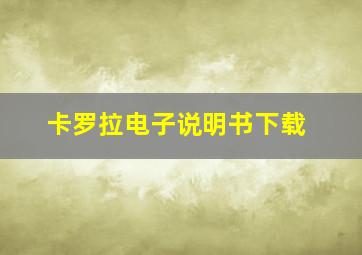 卡罗拉电子说明书下载