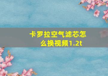 卡罗拉空气滤芯怎么换视频1.2t