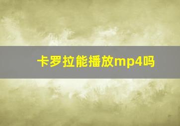 卡罗拉能播放mp4吗