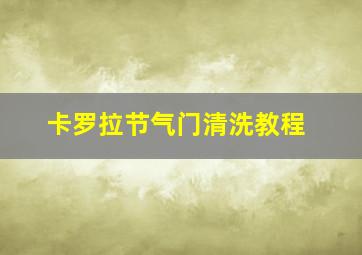 卡罗拉节气门清洗教程