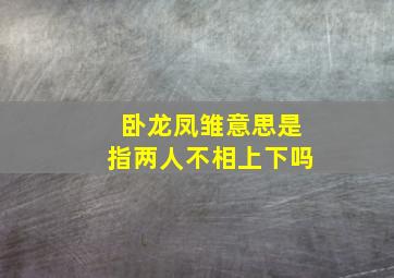 卧龙凤雏意思是指两人不相上下吗