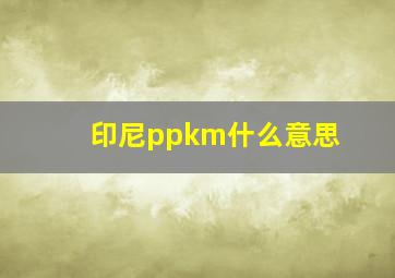 印尼ppkm什么意思