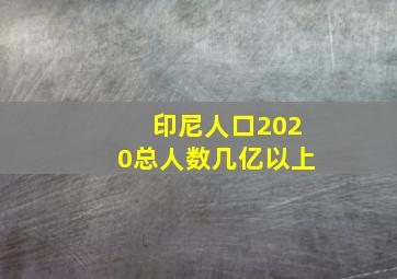 印尼人口2020总人数几亿以上