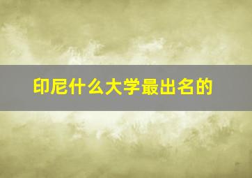 印尼什么大学最出名的