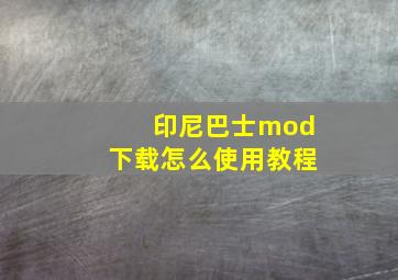 印尼巴士mod下载怎么使用教程