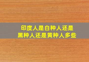 印度人是白种人还是黑种人还是黄种人多些