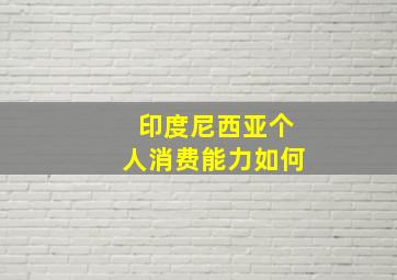 印度尼西亚个人消费能力如何