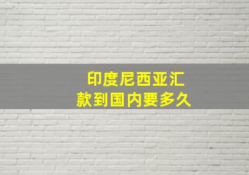 印度尼西亚汇款到国内要多久