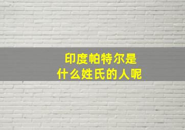 印度帕特尔是什么姓氏的人呢