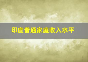 印度普通家庭收入水平