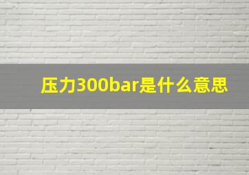 压力300bar是什么意思