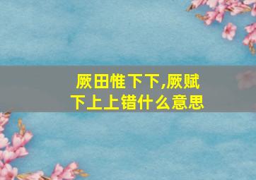 厥田惟下下,厥赋下上上错什么意思