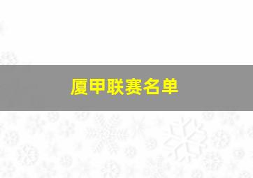 厦甲联赛名单