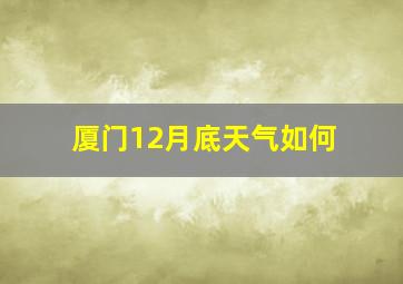 厦门12月底天气如何