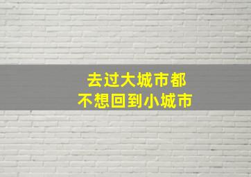 去过大城市都不想回到小城市