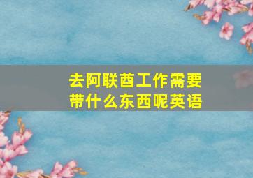 去阿联酋工作需要带什么东西呢英语