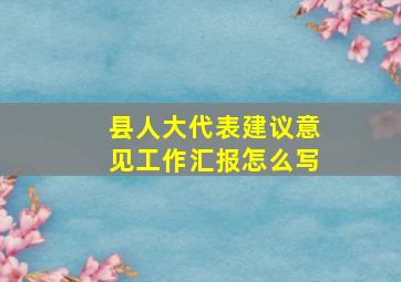 县人大代表建议意见工作汇报怎么写