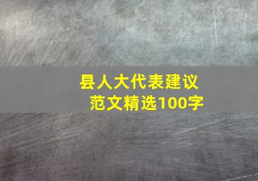 县人大代表建议范文精选100字