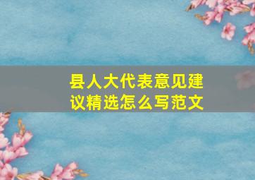 县人大代表意见建议精选怎么写范文